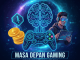 Kolase ilustrasi gaming masa depan dengan blockchain, NFT, dan play-to-earn.