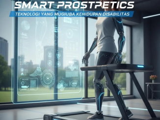 Orang menggunakan smart prosthetic modern dengan sensor dan kontrol AI