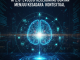 Wajah manusia dan AI saling berhadapan dengan aliran data berwarna biru dan oranye yang berpadu di tengah, melambangkan kesadaran kontekstual.