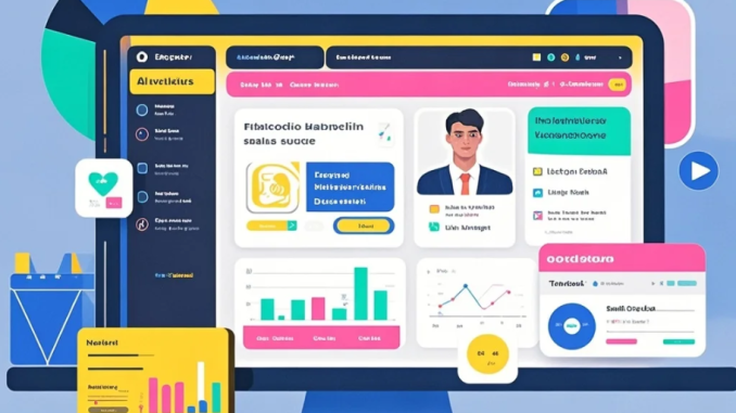 Ilustrasi dashboard sales dengan skor lead, otomatisasi follow-up, dan pesan personal berbasis AI