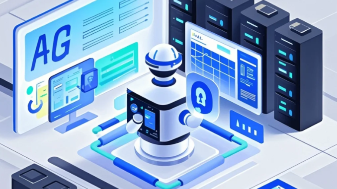 Diagram RAG: pengguna bertanya, sistem mengambil dokumen internal, lalu AI menjawab dengan kutipan sumber dan kontrol akses