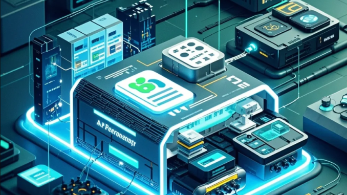 Ilustrasi sistem digital saling terhubung melalui API di dashboard bisnis